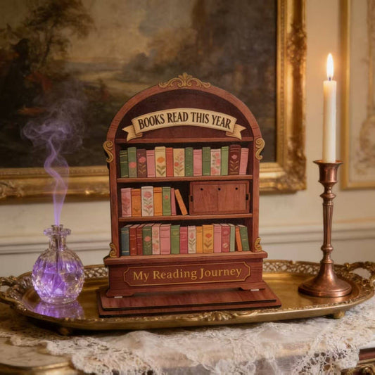 "Books Read This Year" Wooden Library Book Counter