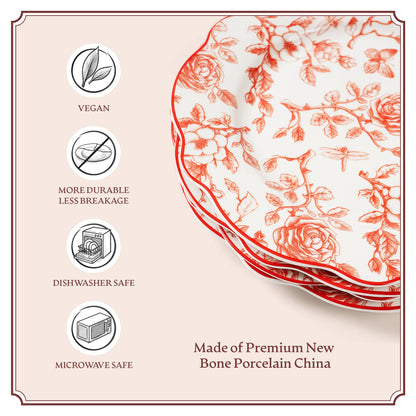 Rose Garden Salad Plates | Red and White