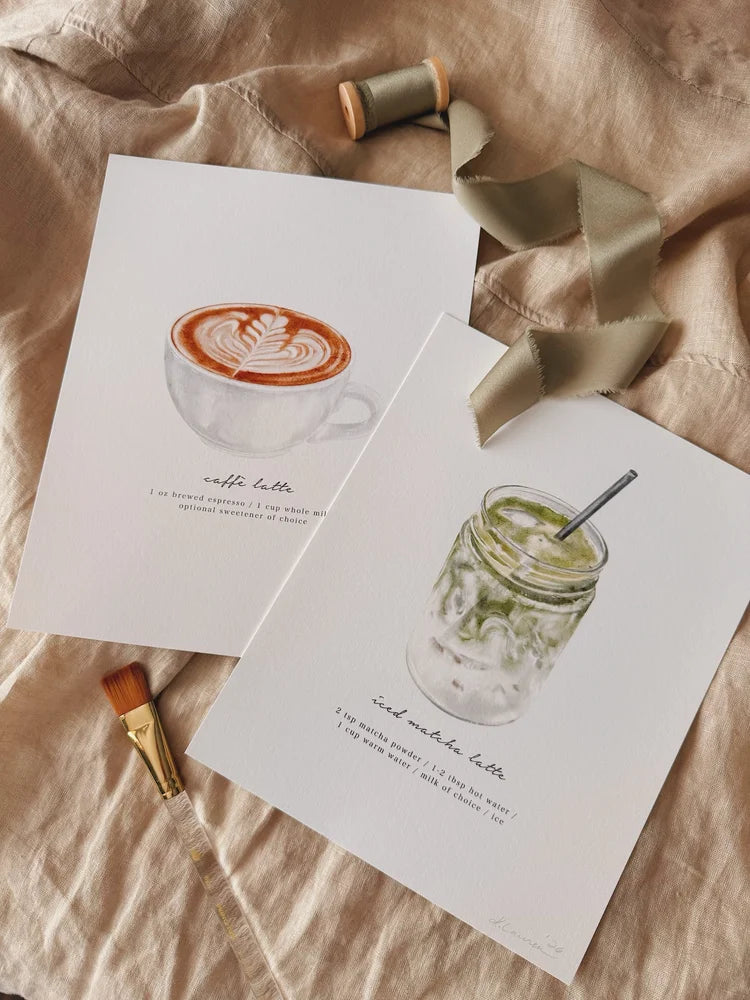 Iced Matcha Latte Art Print (8x10)