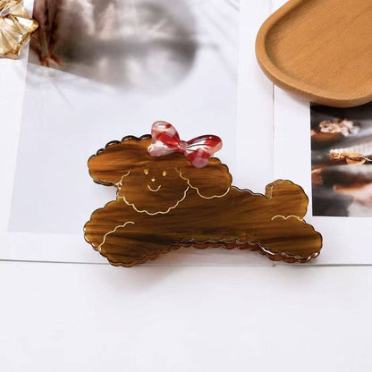 Bow Poodle Acetate Hair Claw Clip