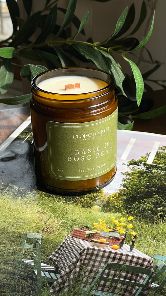 8oz Basil and Bosc Pear Candle