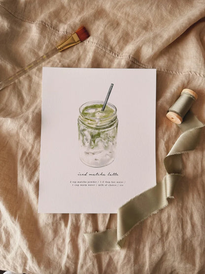 Iced Matcha Latte Art Print (8x10)