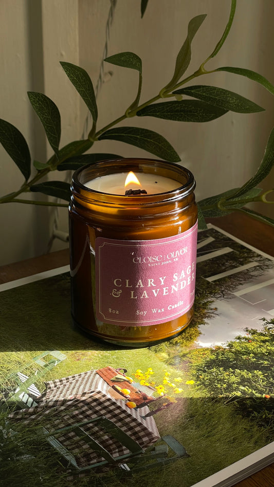 8oz Clary Sage and Lavender Scented Candle