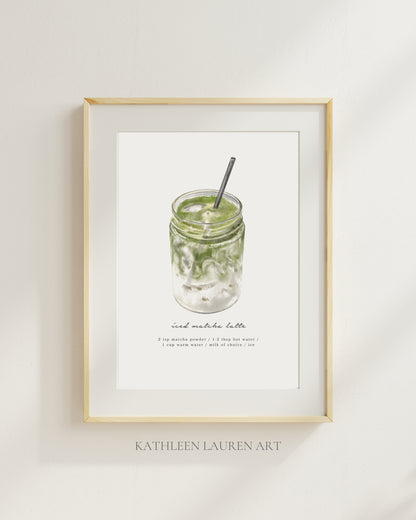 Iced Matcha Latte Art Print (8x10)
