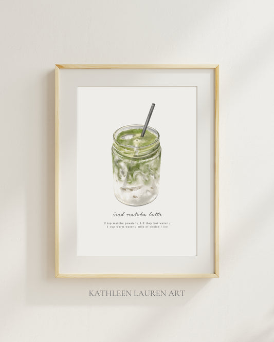 Iced Matcha Latte Art Print (8x10)
