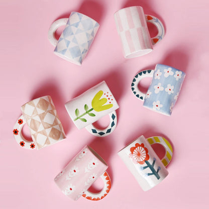 Hand-painted Blue Floral Mug