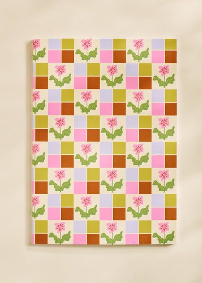 Pixel Bloom Checkered Notebook