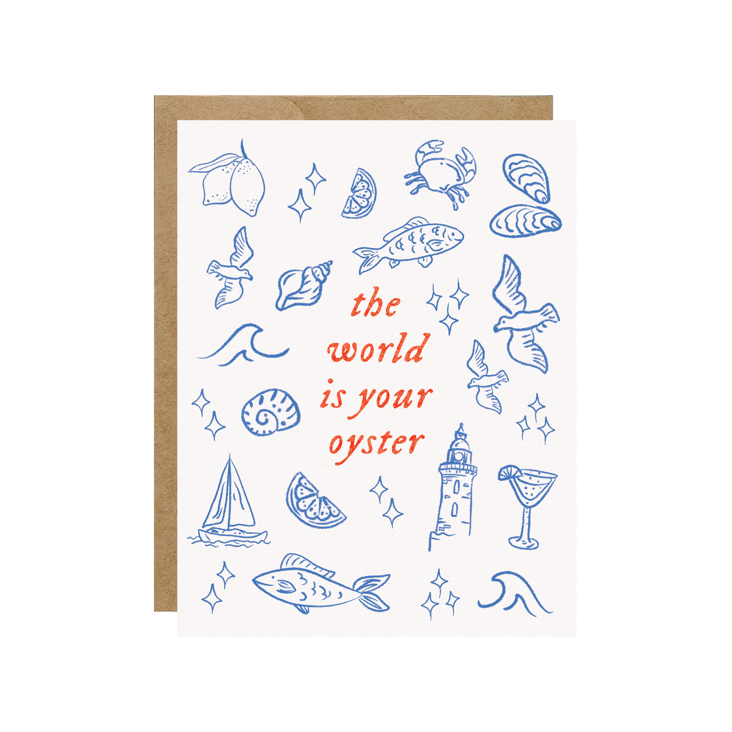 "The World Is Your Oyster" Nautical Coastal Card