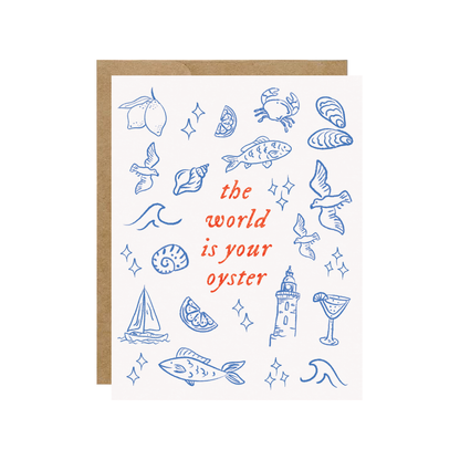 "The World Is Your Oyster" Nautical Coastal Card