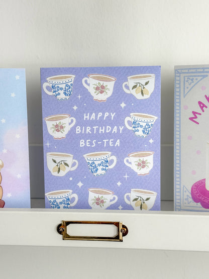 "Happy Birthday Bes-Tea" Vintage Tea Cup Card