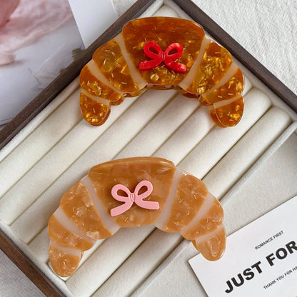 Red Bow Croissant Hair Clip