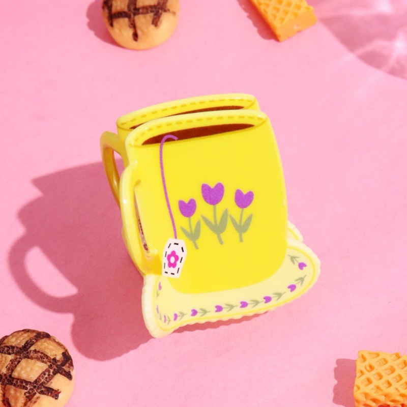 Floral Tea Cup Hair Claw Clip