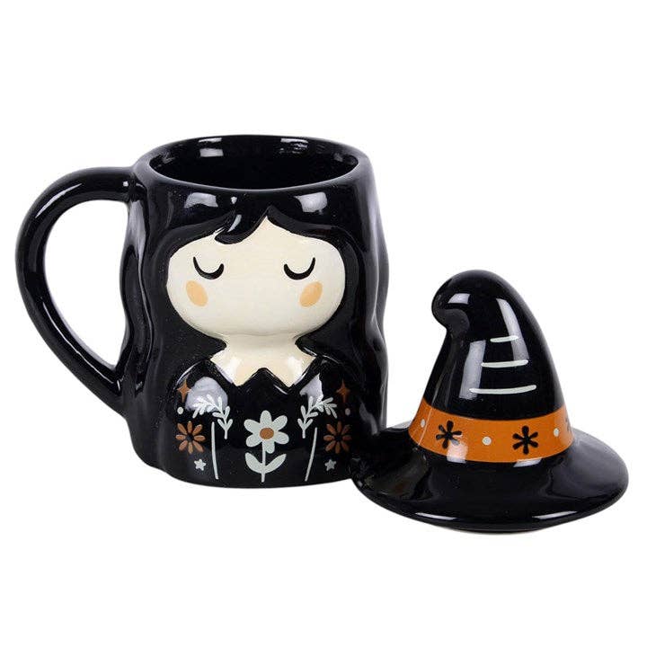 Folk Witch Halloween Lidded Mug
