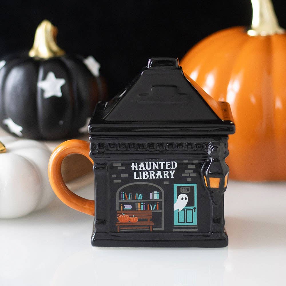 Haunted Library Halloween Lidded Mug