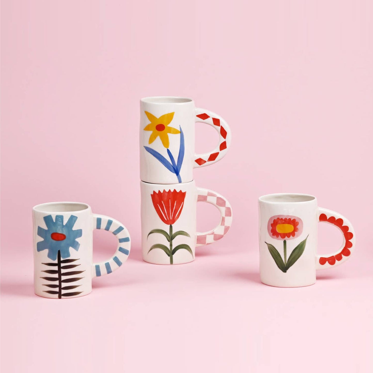 Hand-painted Red Floral Mug