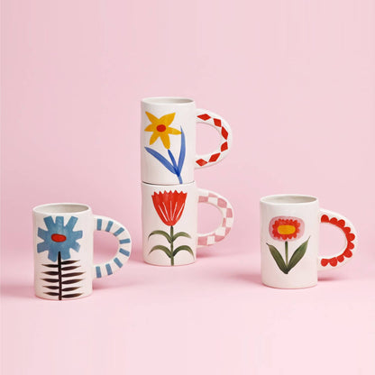 Hand-painted Red Floral Mug