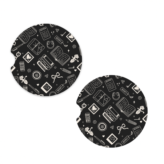 The Reader Black Car Coasters