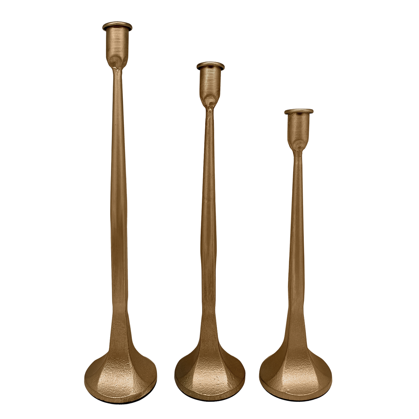 Gold Cast Iron Taper Candle Holders