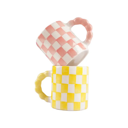 Pink Checkered Mug