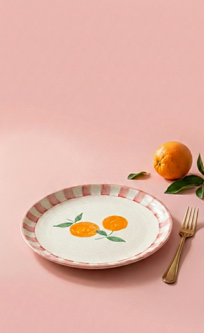 Orange Striped Snack Plate
