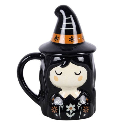 Folk Witch Halloween Lidded Mug