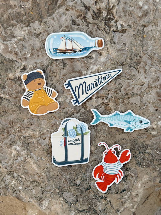 Nautical Fisherman Bear Vinyl Sticker