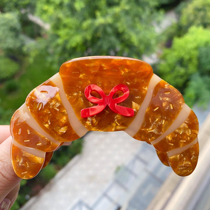 Red Bow Croissant Hair Clip