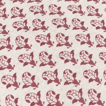 Lulah Block Printed Ruffle Cushion Linen/Red