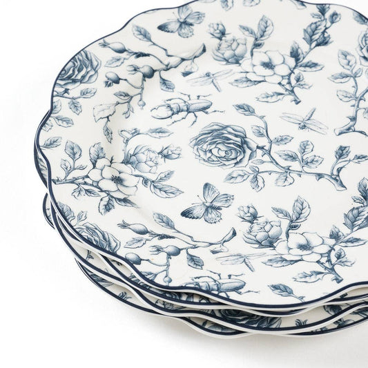 Rose Garden Salad Plates | Blue and White