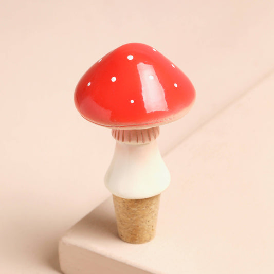 Toadstool Mushroom Cork Bottle Stopper