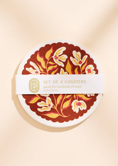 Pumpkin Spice Floral Coasters