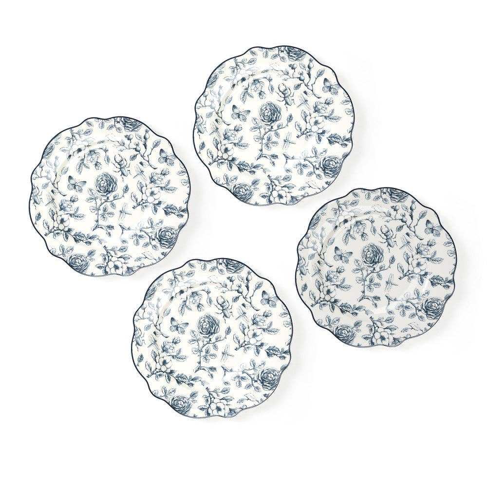 Rose Garden Salad Plates | Blue and White