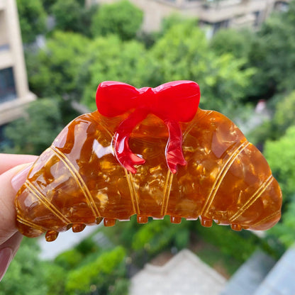 Red Bow Croissant Hair Clip
