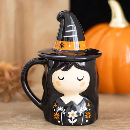 Folk Witch Halloween Lidded Mug