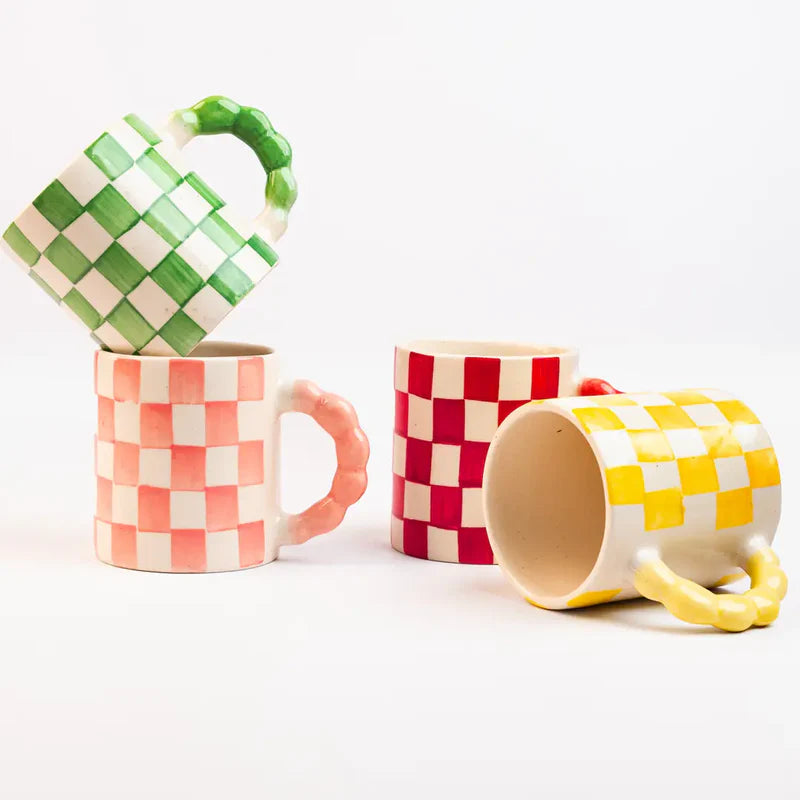 Pink Checkered Mug