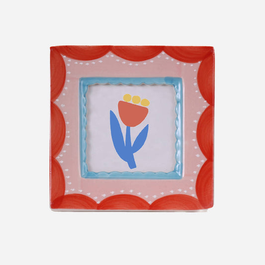 Hand-painted Red Scallop Photo Frame