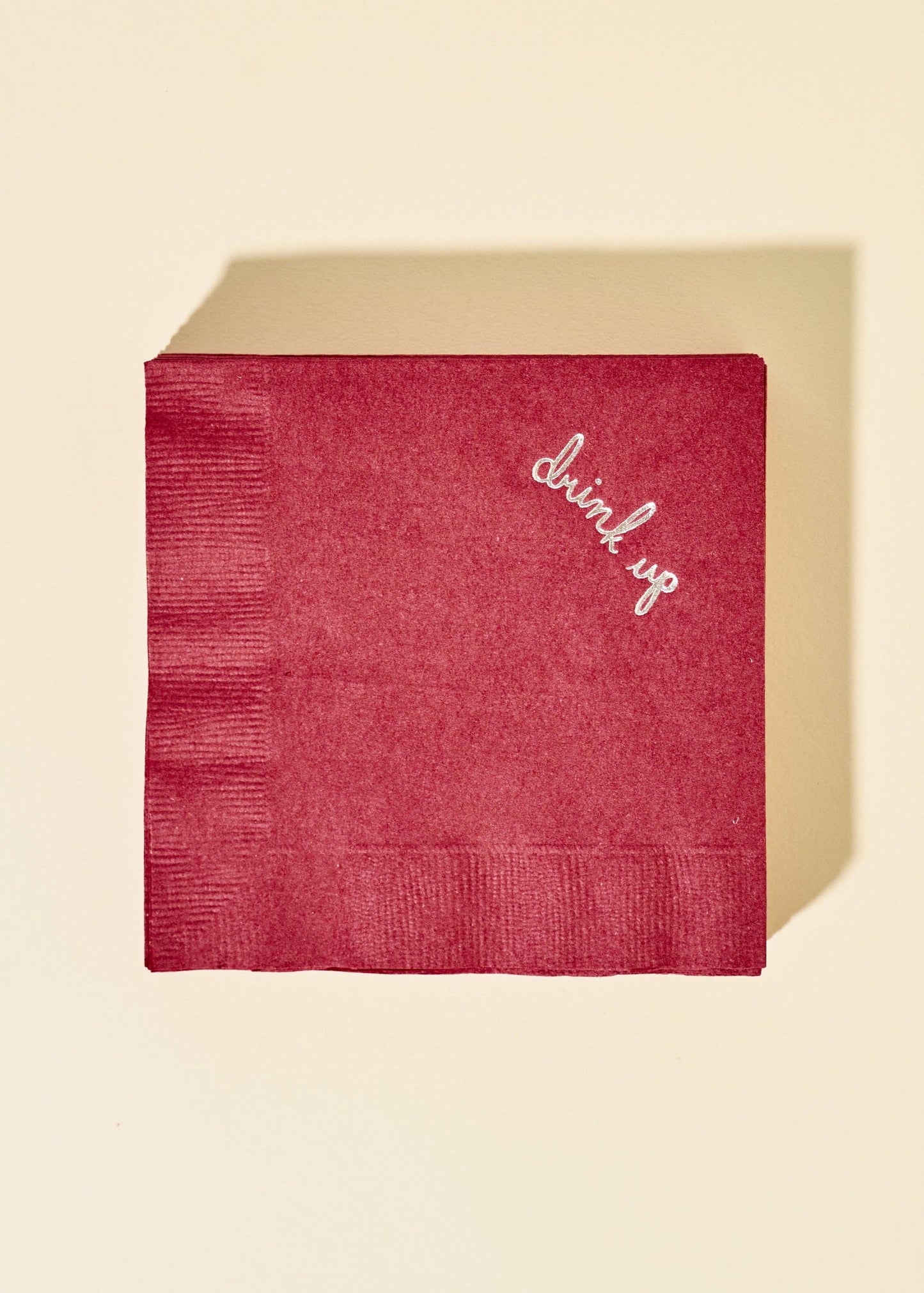 Burgundy "Drink Up" Beverage Napkins