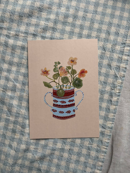 Apricot Nasturtium | Art Print