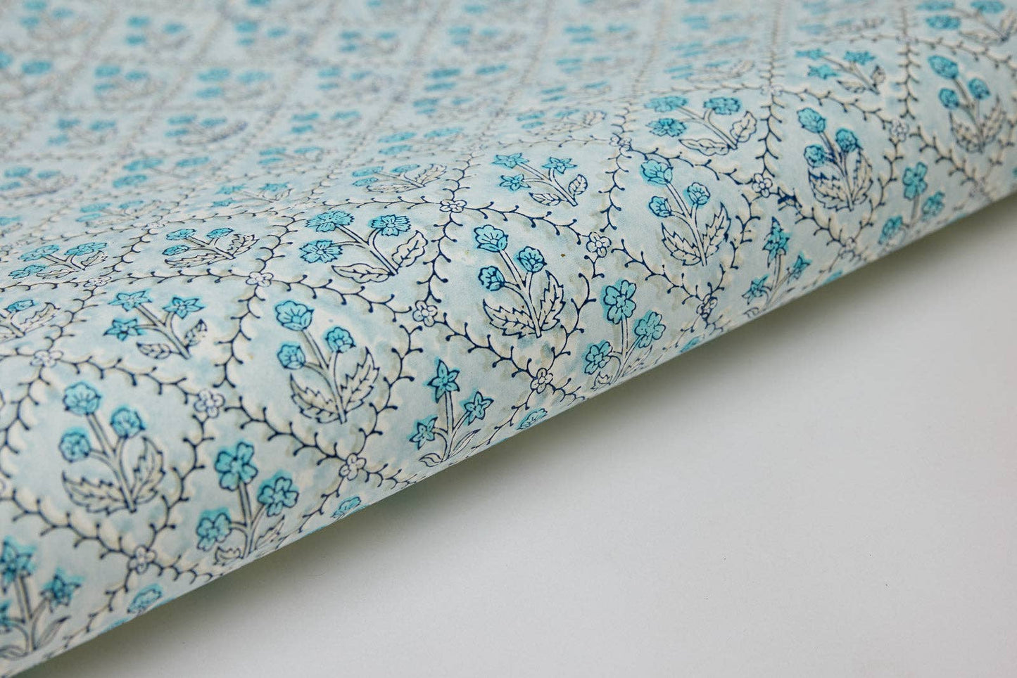 Floral Lattice Blue Opal - Wrapping Paper