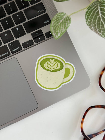 Cozy Matcha Latte Vinyl Sticker