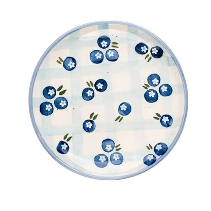 Blueberry Gingham Dessert Plate
