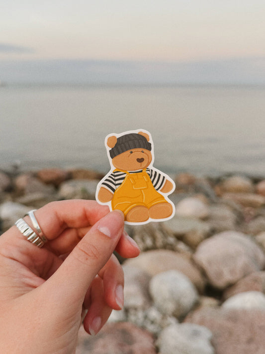 Nautical Fisherman Bear Vinyl Sticker