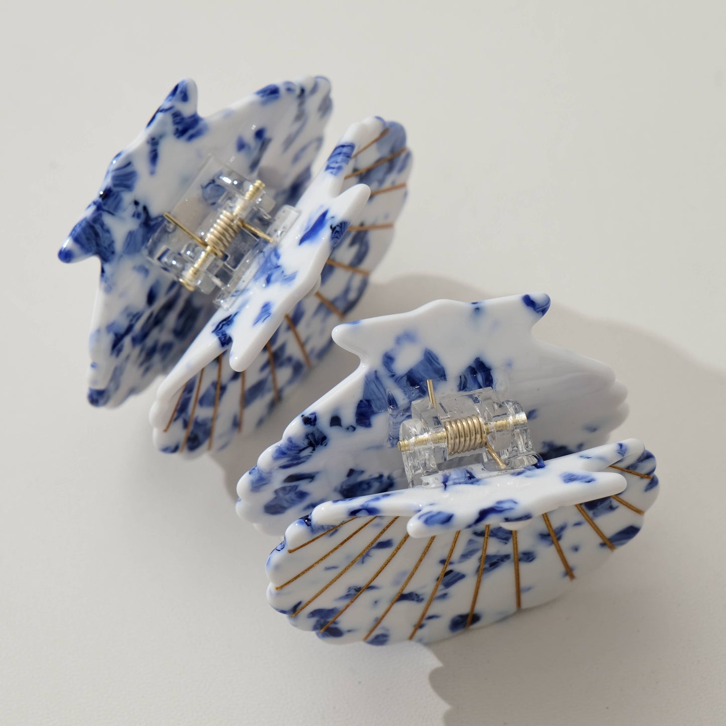 Coastal Blue Pearl Seashell Claw Clip - Medium