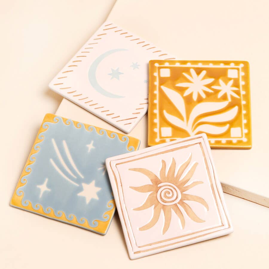 Celestial Square Ceramic Coasters