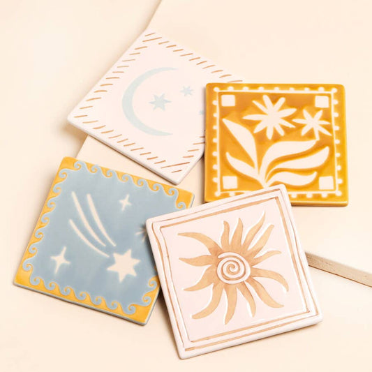 Celestial Square Ceramic Coasters
