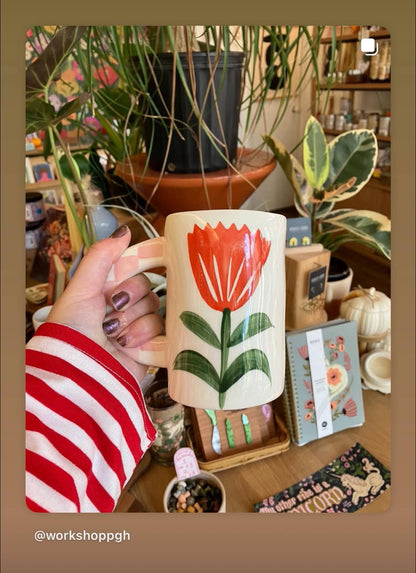 Hand-painted Red Floral Mug