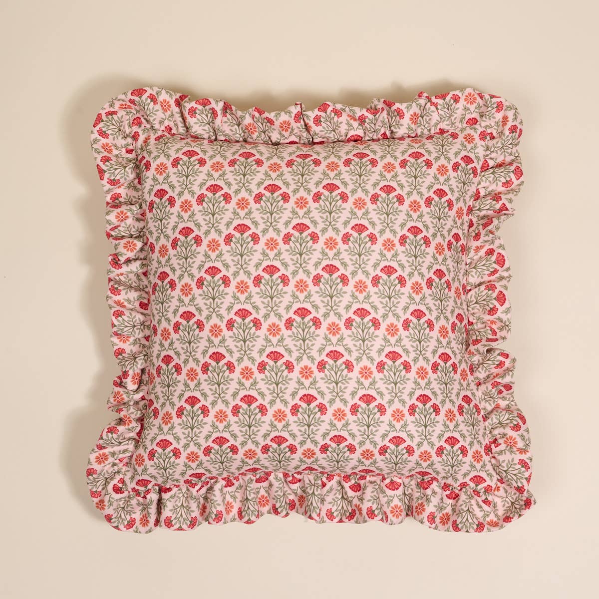 Scalloped Square Throw Pillow–Everbloom Dusty Rose