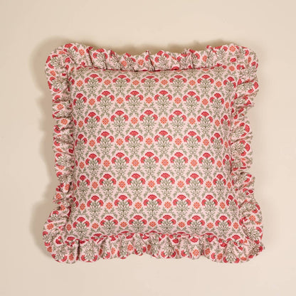 Scalloped Square Throw Pillow–Everbloom Dusty Rose