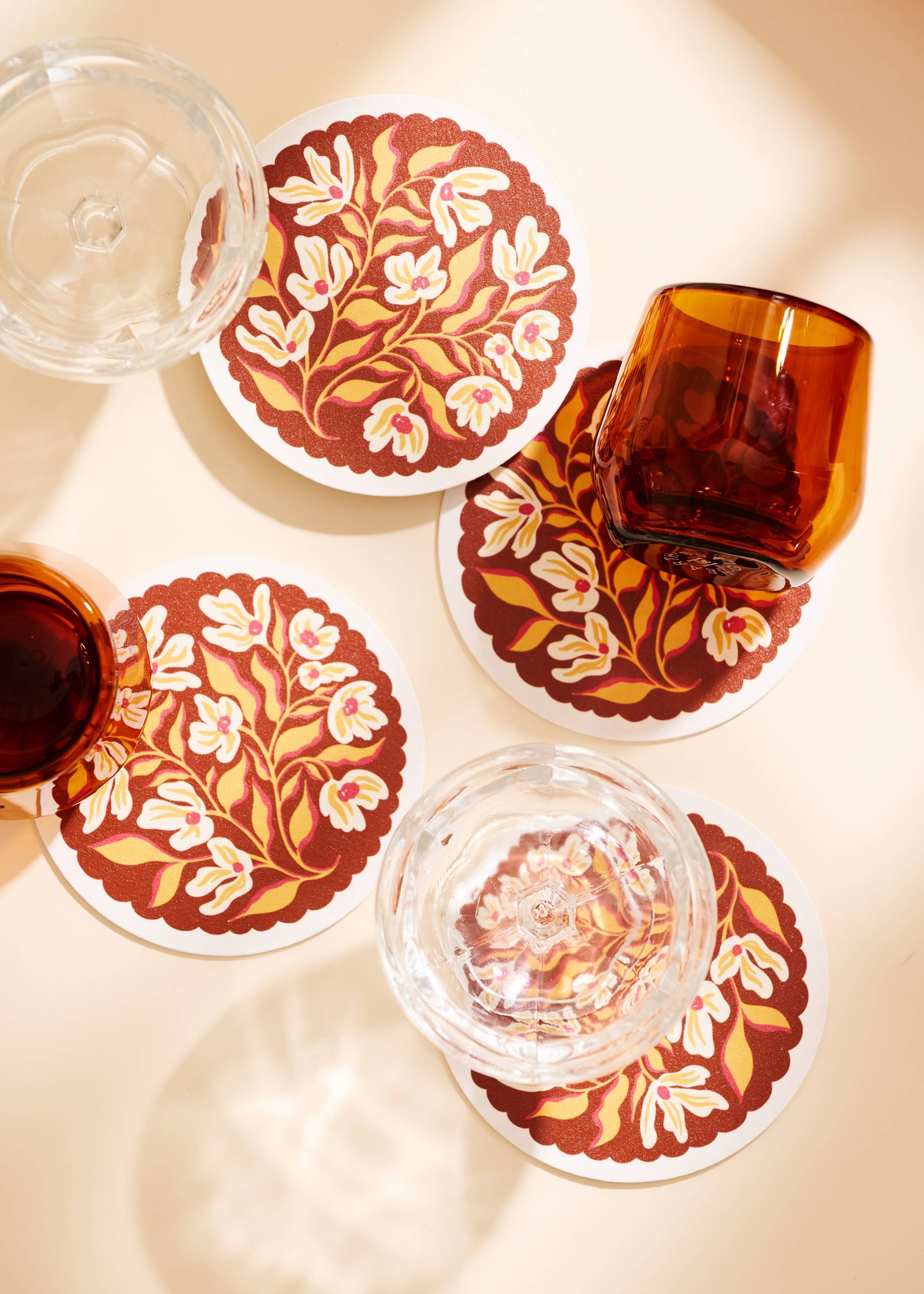 Pumpkin Spice Floral Coasters