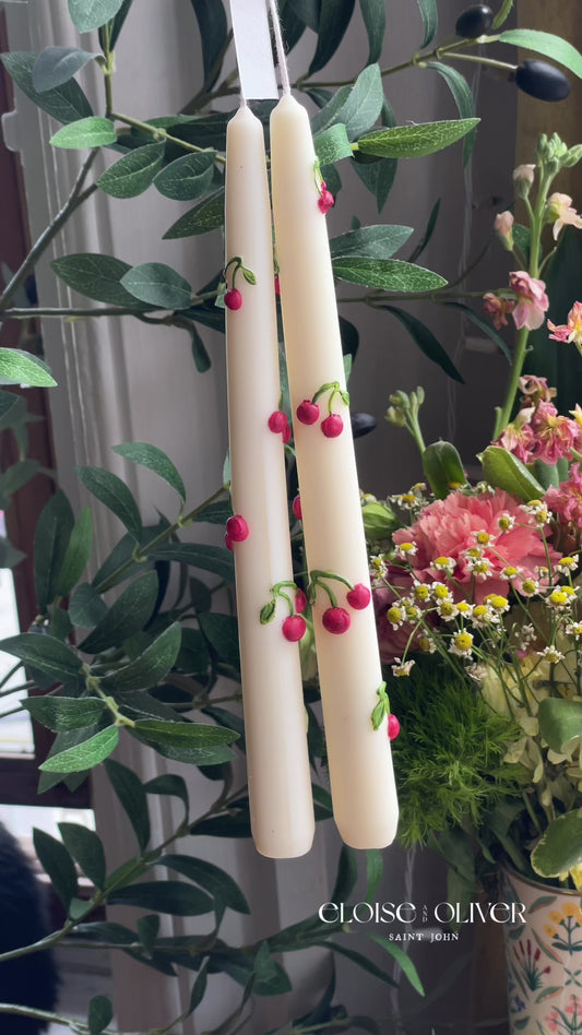 Handpainted Cherry Candlesticks